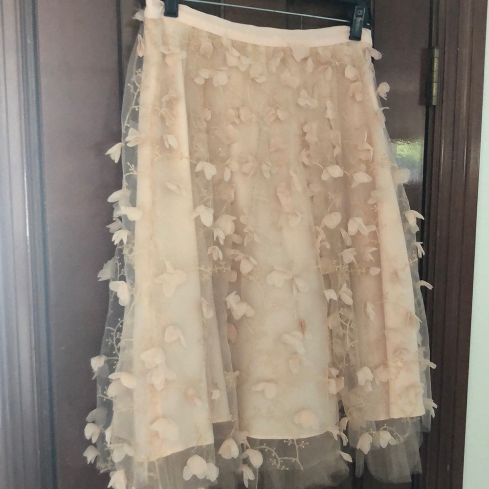 Anthropologie A-line blush pink tulle skirt